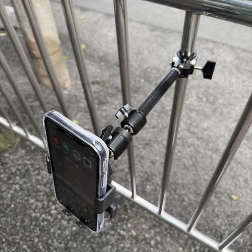金属蟹钳夹万向云台手机支架延长杆骑行手机架挖机直播大货车支架 - 图0