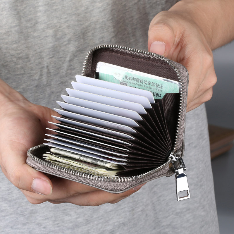 卡包男大容量多卡位风琴简约零钱包 百分之一箱包卡包