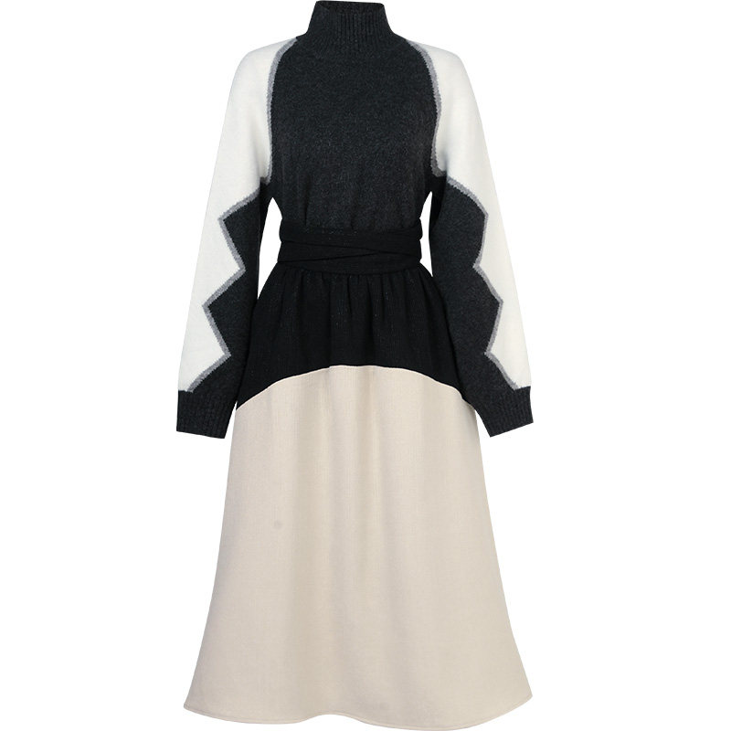 2025秋冬季新款时尚气质高领长袖针织毛衣高腰大摆半身裙套装女,淘宝优惠券,粉丝福利购,淘宝优惠卷