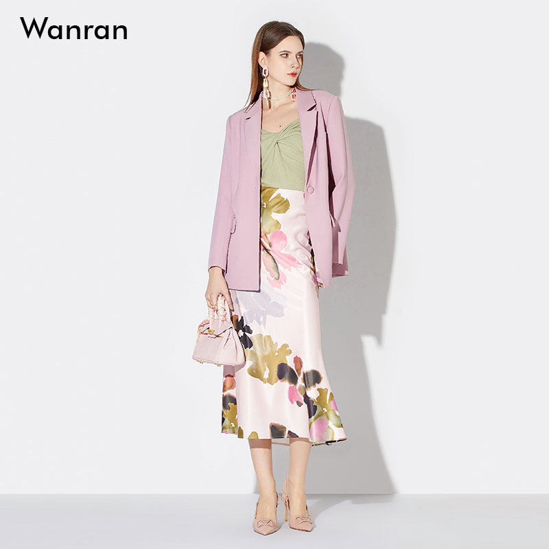 2026春新款时尚气质光泽感宽松衬衣优雅印花裙修身长款半裙套装,淘宝优惠券,粉丝福利购,淘宝优惠卷