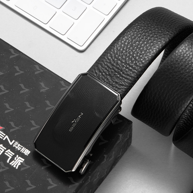 【内扣扣头】柒牌皮带男士真皮自动扣品牌头层牛皮腰带生日礼物,淘宝优惠券,粉丝福利购,淘宝优惠卷