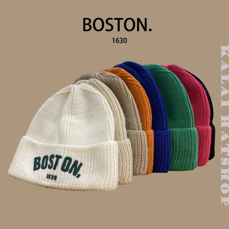 美式复古帽子针织帽男童毛线帽女小头围冬季潮保暖冷帽ins百搭韩