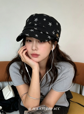 韩版复古多巴胺星星鸭舌帽