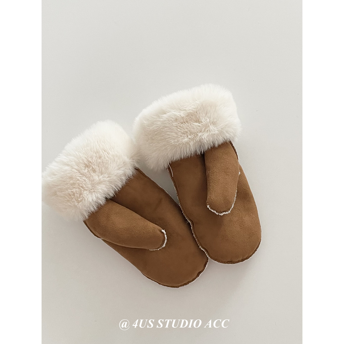 加绒加厚栗子色秋冬季连指手套女户外骑行防风滑雪皮毛一体手套,淘宝优惠券,粉丝福利购,淘宝优惠卷