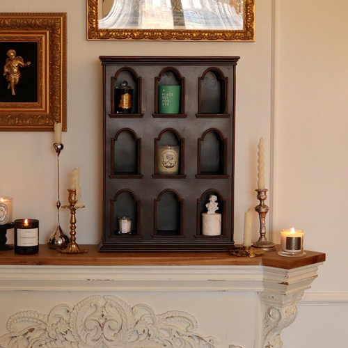 中古杯架手办摆件桌面收纳展示柜法式置物黑色复古挂墙九宫格壁柜 - 图1