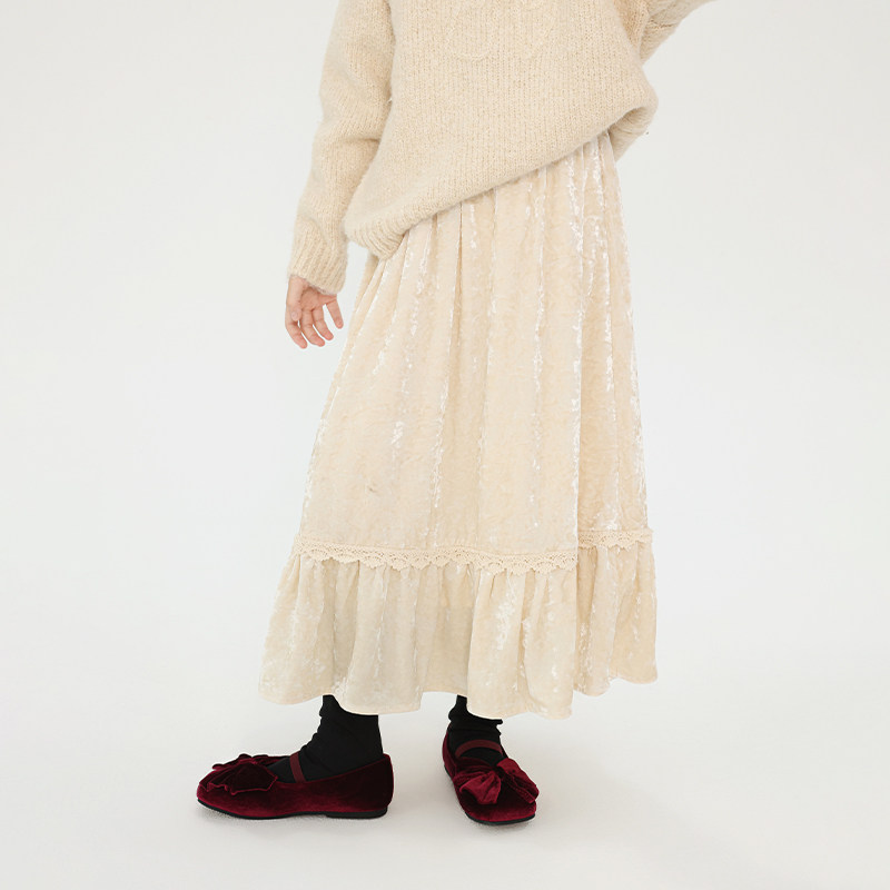 艾上朵女童半身裙2025秋冬新款中大童韩版加厚中长款女孩丝绒裙子,淘宝优惠券,粉丝福利购,淘宝优惠卷