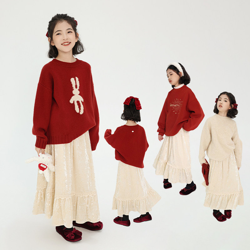 艾上朵女童半身裙2025秋冬新款中大童韩版加厚中长款女孩丝绒裙子,淘宝优惠券,粉丝福利购,淘宝优惠卷