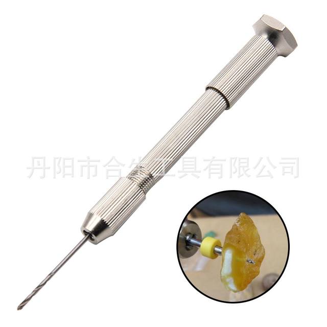 Single-head hand twist drill holder small drill bit set DIY eye-punching manual hole opening Wenhua Amber Walnut Tool
