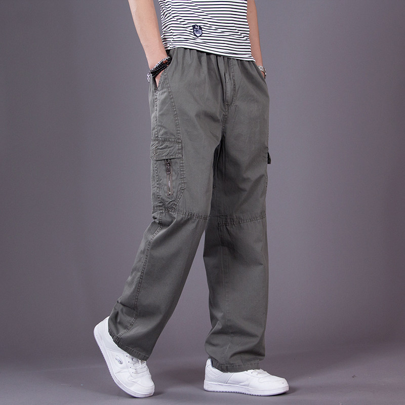 春秋宽松休闲裤男宽松加肥加大运动长裤多口袋工装裤胖子厚款裤子,淘宝优惠券,粉丝福利购,淘宝优惠卷
