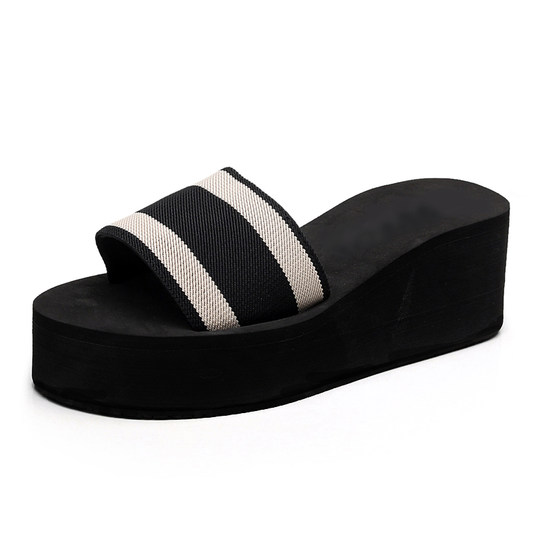 凉拖鞋女夏一字拖鞋厚底高跟防滑时尚外穿韩版海边度假泡沫沙滩鞋