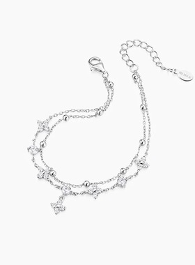 卡蒂罗幸运双重奏四叶草手链女925银轻奢小众设计生日礼物送女友