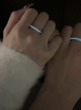 925银珐琅戒指 光年之境情侣对戒 轻奢时尚简约发光款