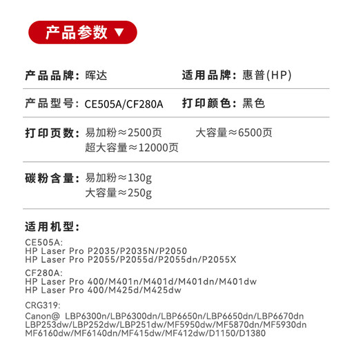 适用惠普p2055d硒鼓Pro400 ce505a p2035 m401d/dn打印机401d m425dn/dw cf280a hp05a 80a佳能319 6300 6670 - 图1