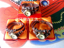 Mongolian Ornament Handmade Bull Leather Bracelet Watch Gift National Wind Gifts for Girls and Girls Gifts Hands Alchemy