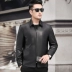 Giải phóng mặt bằng mùa xuân và mùa thu Hained Leather Leather Men Dad Slim Lapel Casual Áo khoác da cừu Áo khoác da cỡ lớn - Quần áo lông thú