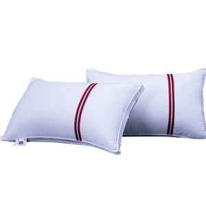 北极绒全棉防羽布英伦织带枕头可水洗护颈枕头安睡枕芯全棉简约枕