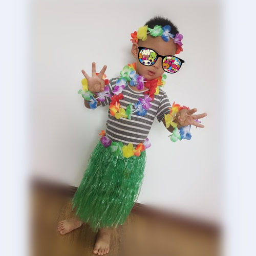 六一儿童节草裙服装40厘米海草舞幼儿园亲子活动舞蹈表演草裙套装 - 图0