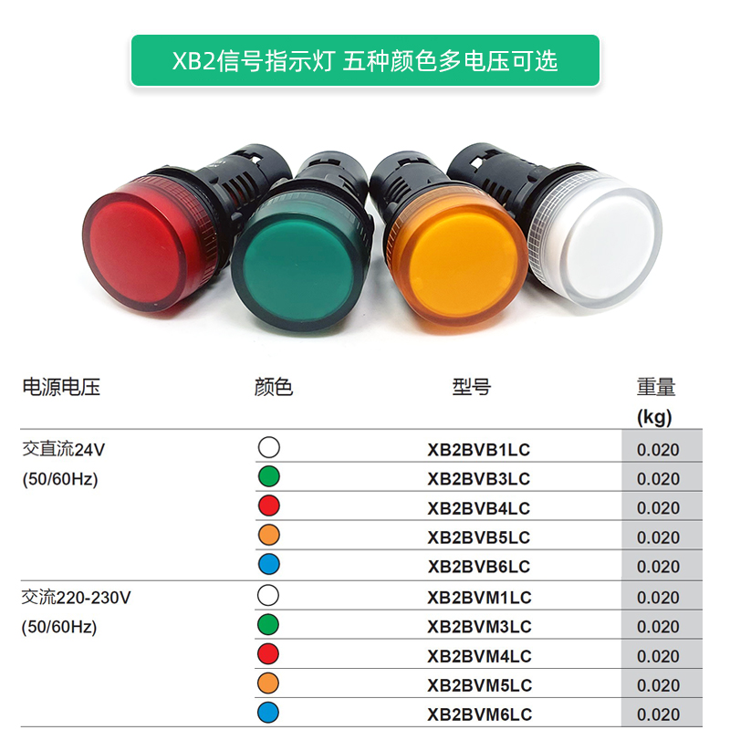 施耐德型LED信号指示灯XB2-BVM3LC4LC5LC红绿黄BVB3LC/4LC 24V220 - 图0