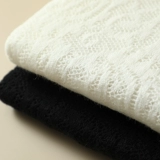 Кружевной свитер, трикотажная осенняя утепленный лонгслив, высокий воротник, коллекция 2023, в корейском стиле