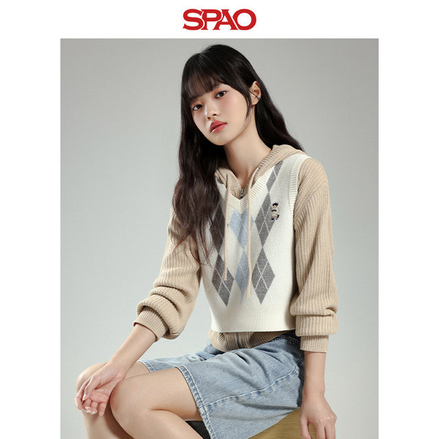 SPAO new spring vest sweater bear Woodie