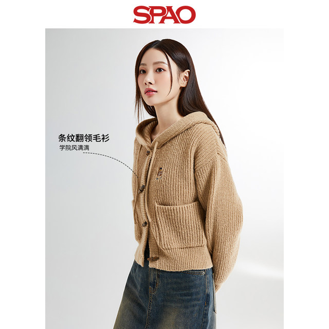 SPAO autumn new product women's bear Woodie sweater