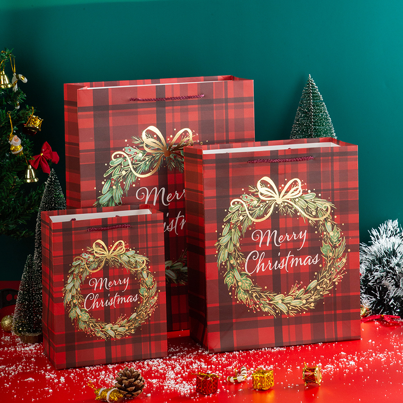 创意圣诞节平安夜礼物礼盒包装礼品袋高颜值时尚加大号手提纸袋子 - 图0