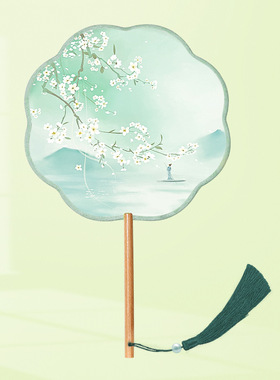 古装小圆扇丝质团扇古风扇子汉服夏天女童舞蹈扇长柄旗袍搭配古风