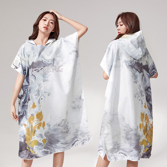 Luckyfish-poncho de secado rápido, toalla de baño para natación, albornoz