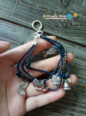 合金复古电镀银ms欧美风国旗手串