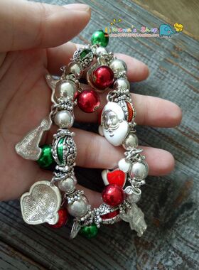 合金滴釉圣诞节串珠手串手链出口