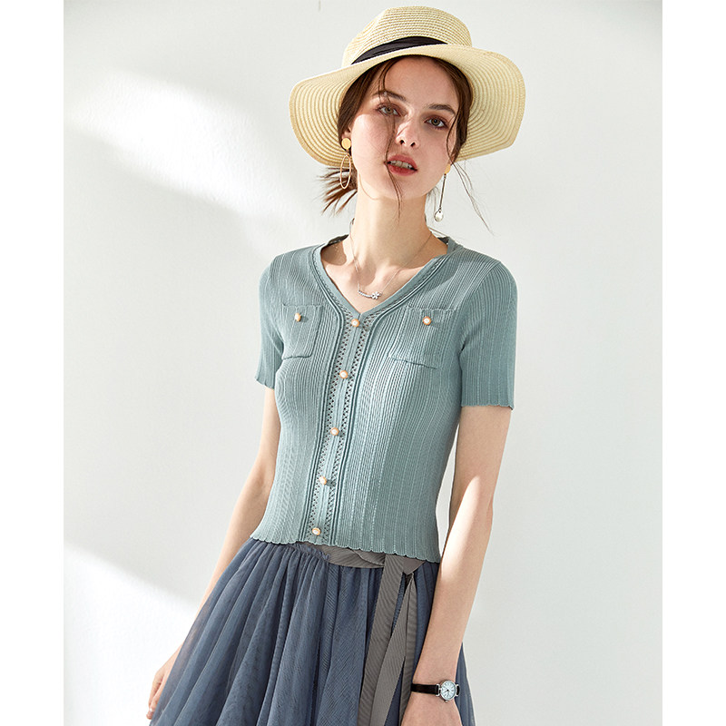 冰丝小衫薄款2020新款显瘦短款t恤 领潮羊T恤