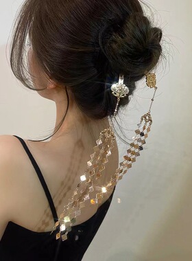 发夹发网发包小钗单簪步摇流苏唐风发饰汉服头饰古典摄影蜻蜓发簪