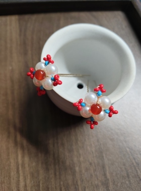 复古风旗袍汉服发簪唐风造型古典发钗辑珠花宫廷中国风发钗仿珍珠