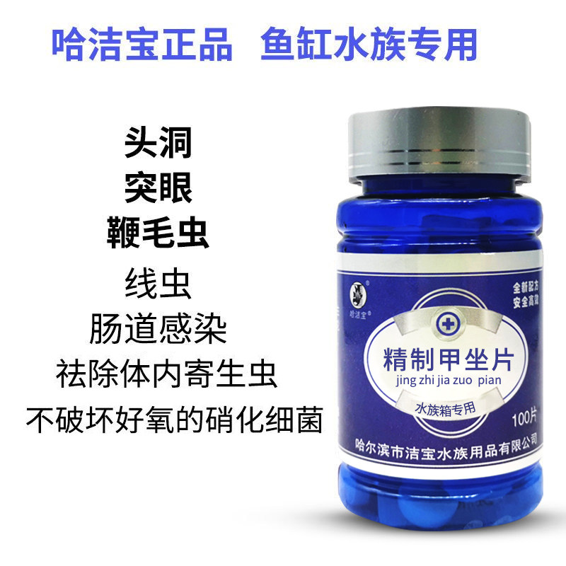 哈洁宝甲唑片头洞突眼肠炎观赏鱼体内寄生虫鱼缸甲硝唑锦鲤鱼药