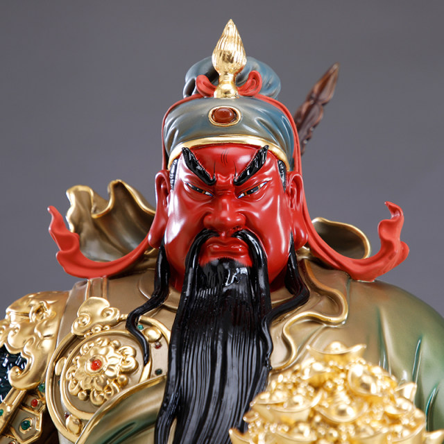 Pure copper painted Guan Gong statue dedicated to the office living room Guan Gongwu God of Wealth Guan Erye statue shop opening decorations