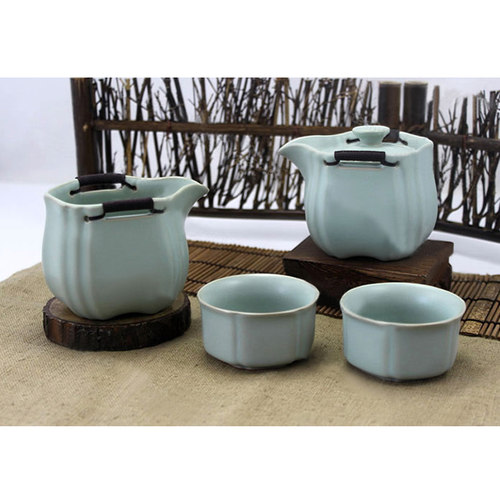 陶立方汝窑茶壶陶瓷茶壶汝瓷双耳壶手抓壶大号盖碗泡茶碗防烫茶壶 - 图2