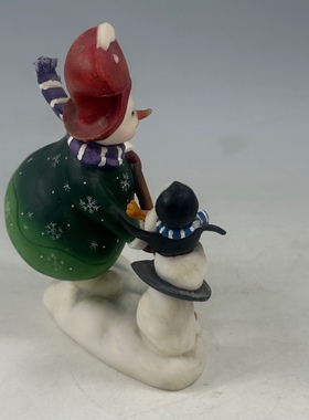 磕碰特价出口工厂老货树脂圣诞节可爱卡通摆件雪人做旧复古装饰品