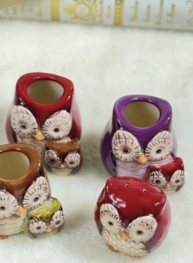 手绘可爱餐具猫头鹰调料瓶
