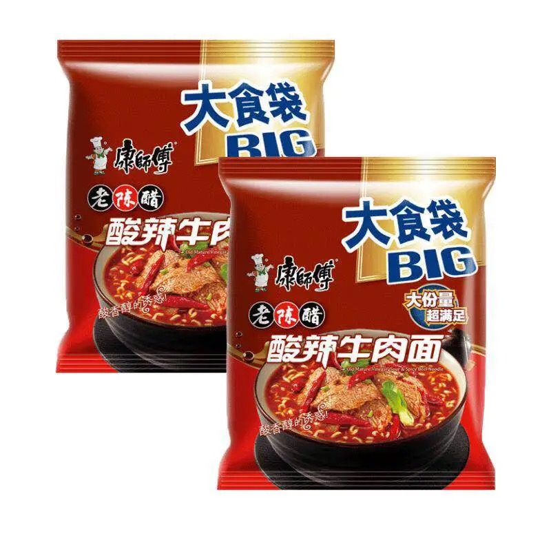 康师傅大食袋老陈醋酸辣牛肉面整箱装袋big泡面大面饼即食速食餐-图0