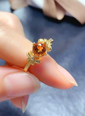 采金金钰925银镀18k金镶钻戒指