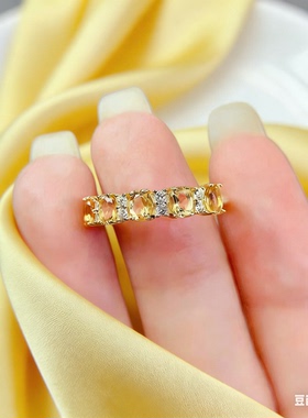 采金金钰巴西天然黄水晶排戒