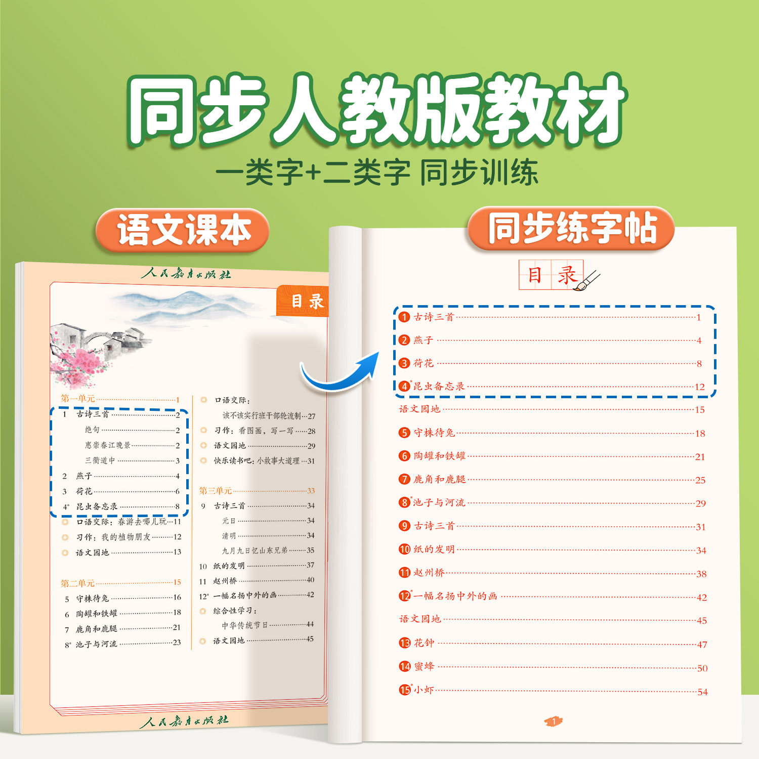 2026新版三年级下册字帖 小学语文上册人教版课本同步练字帖每日一练三下带笔顺笔画寒假 下学期练字本3下描红的练习贴一二类字