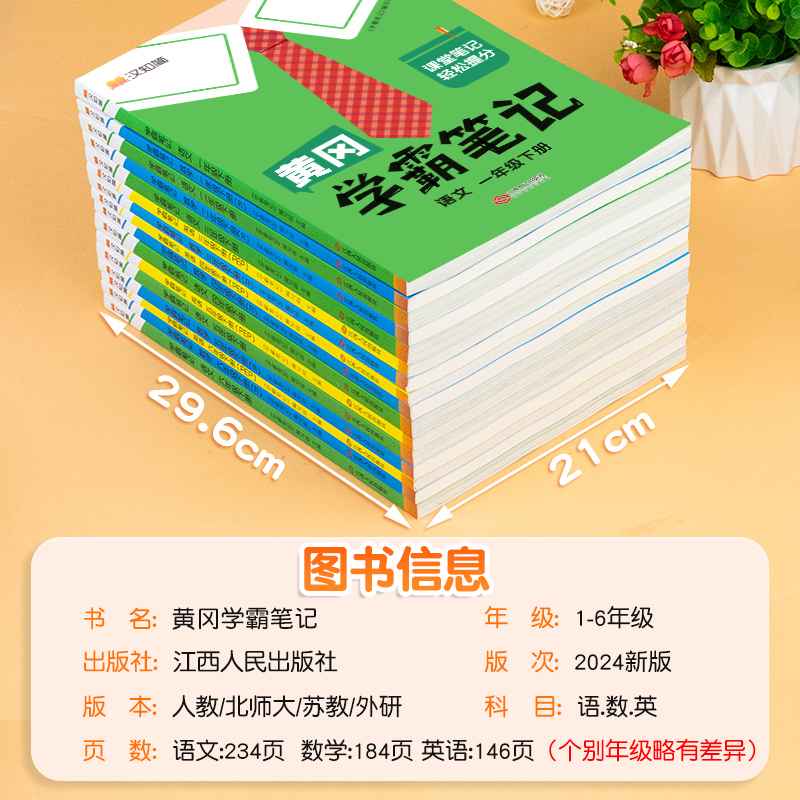 2024新版黄冈学霸笔记小学课堂笔记三年级下册五六一年级二年级四年级上册语文数学英语全套教材预习部编课本第人教版黄岗随堂笔记