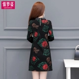 Элитное зимнее демисезонное утепленное платье для матери, юбка, в западном стиле, увеличенная толщина