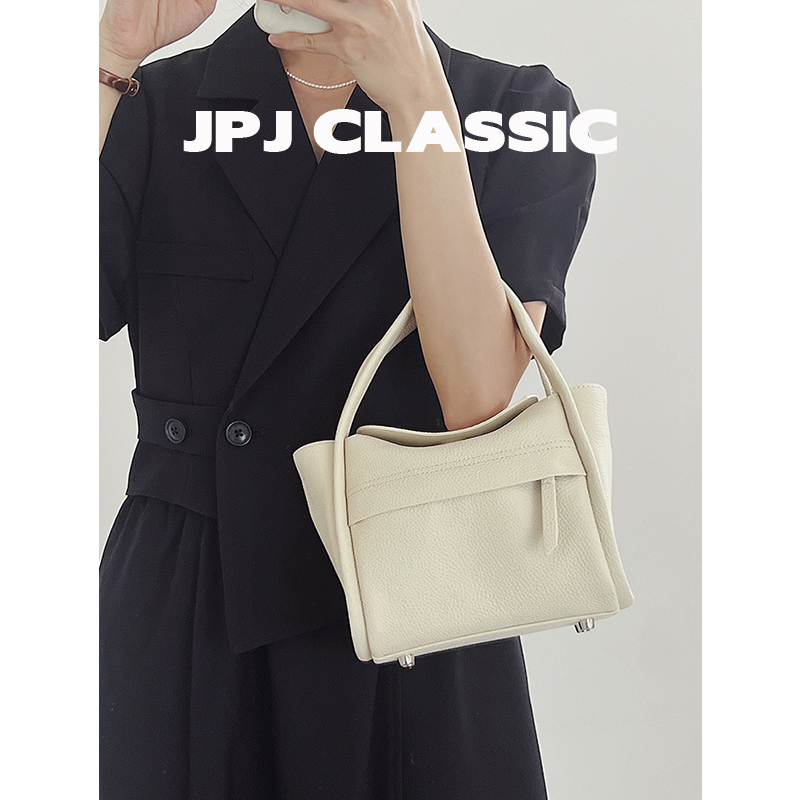 jpjclassic头层牛皮元宝包女单肩手拎包斜挎包简约菜篮子小众包包-图2