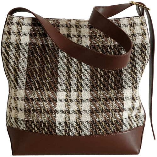 Небольшая дизайнерская демисезонная кожаная вместительная и большая сумка через плечо, универсальная сумка подмышку, из хлопка и льна