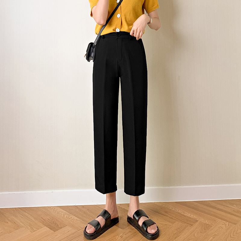 mlisland服饰旗舰店九分西装裤子女宽松直筒显瘦百搭夏季薄款新款八分萝卜休闲裤0