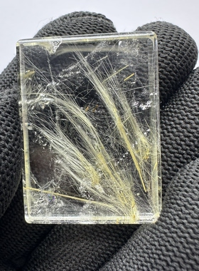 天然金发晶水晶吊坠平安无事方牌挂件裸石 顺发晶一物一图可打孔