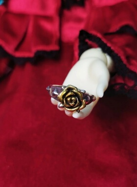 蔷薇少女水银灯玫瑰花戒指女哥特风小众设计动漫周边cos复古指环