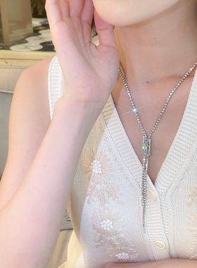高级感气质流苏银色女士可调节网红小众设计长款锁骨链吊坠项链潮